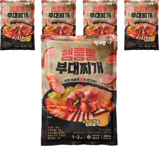 신의주 햄통통 부대찌개 냉동, 8개, 600g