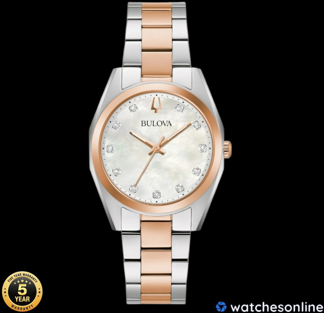 Bulova 부로바 불로바 서베이러 여성용 쿼츠 다이아몬드 액센트 실버 골드 시계 31mm 98P207 636527
