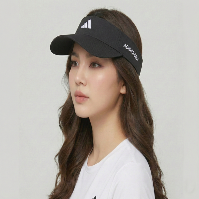 아디다스 남녀공용 골프 모자 바이저 썬캡 사이즈 조절 자외선 차단, 1개, 블랙