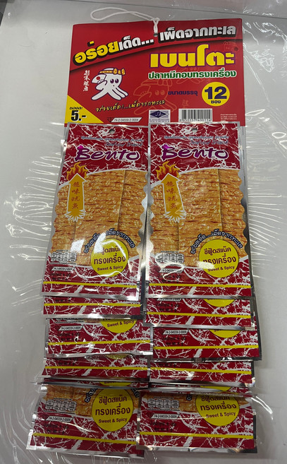 Bento 魷魚零食 超味魷魚 泰國辣魷魚 辣魷魚 魷魚片, 6g, 12個