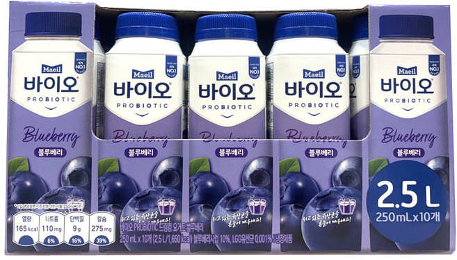 코스트코 매일 바이오 드링킹 블루베리 (250mlx10개) /냉장, 1박스, 2.5L