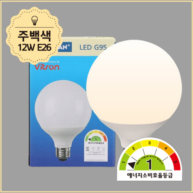 비츠온 메가맨 볼 G95 LED 전구 12W, 주백색, 7개