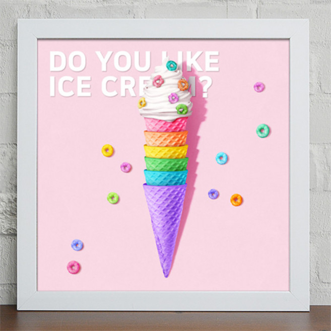 꾸밈데코_홈갤러리디자인액자_레인보우아이스크림디자인액자_(cw900)_인테리어액자벽장식월데코사각프레임액자, 블랙