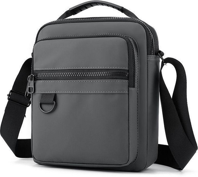 男包單肩包休閒斜挎包時尚男士包包豎款手提運動小挎包旅遊小揹包, 灰色