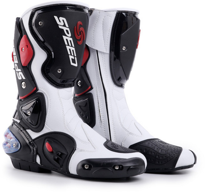 바이크 롱부츠 초경량 미끄럼방지 라이딩화 오토바이 신발 프로페셔널 스타일, B1001-화이트 신발