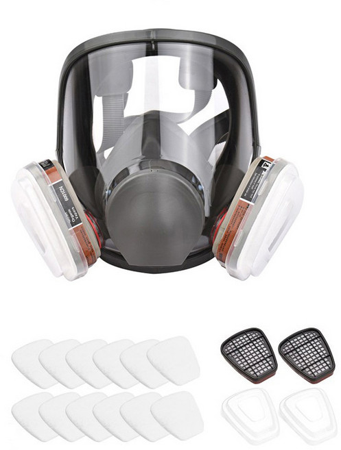 TAE WOL INSMA 6800전면형 방독면 방독마스크, 옵션3 마스크+정화통+커버, 1개, BLACK