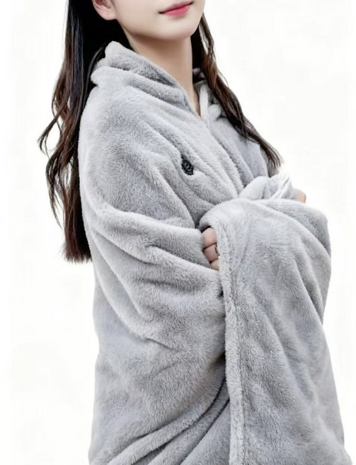 MIGA 인조 토끼털 극세사 전기담요 다용도 지퍼형 USB 휴대용 차박 발열 담요, 80*150cm, 회색