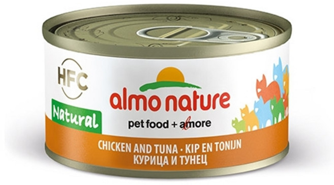 알모네이쳐 HFC 내츄럴캣 고양이 습식캔 주식캔, 닭고기와 참치 70g, 1개