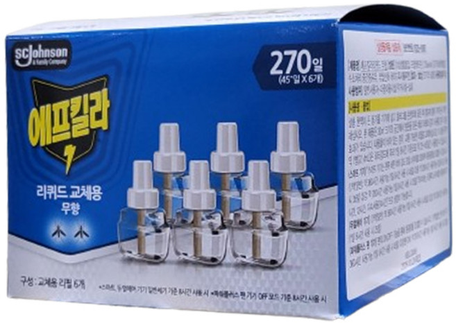 에프킬라 리퀴드 교체용 무향 리필, 33ml, 6개