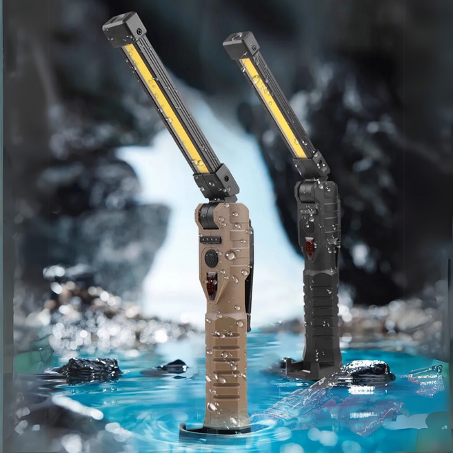 LED工作燈 180度摺疊 強磁維修手電筒 露營照明燈 Type-C充電, 1個, 便攜小款 黑色, 黑色