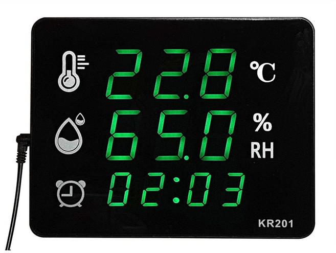 KR-201 신형 국산 디지털 온습도계/체감온도/시계/탁상용 벽걸이 겸용/온도계/습도계, 1개