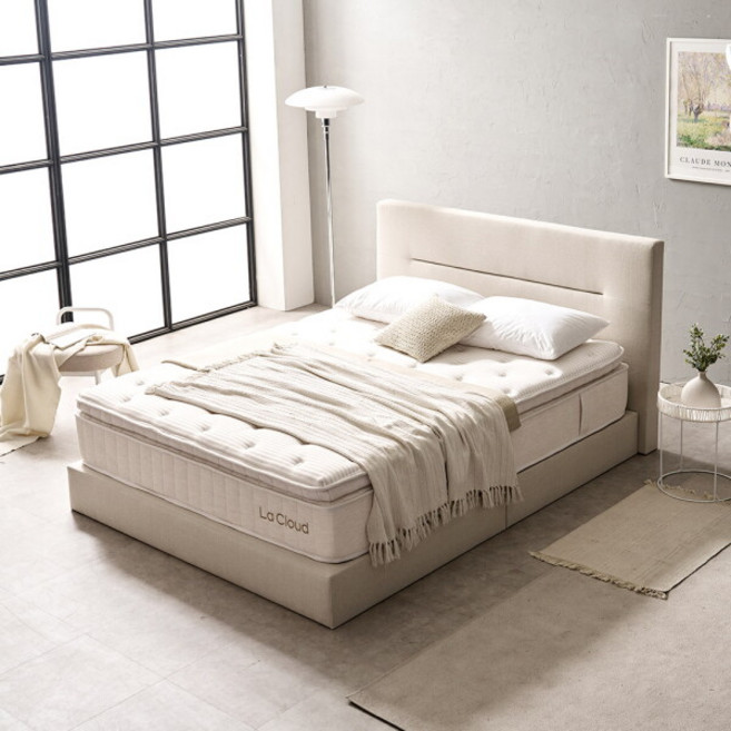 [라클라우드 (가구)] 호텔식 베니스 LED조명 평상형 침대세트 (매트포함) Q, 색상:그레이 Q/K