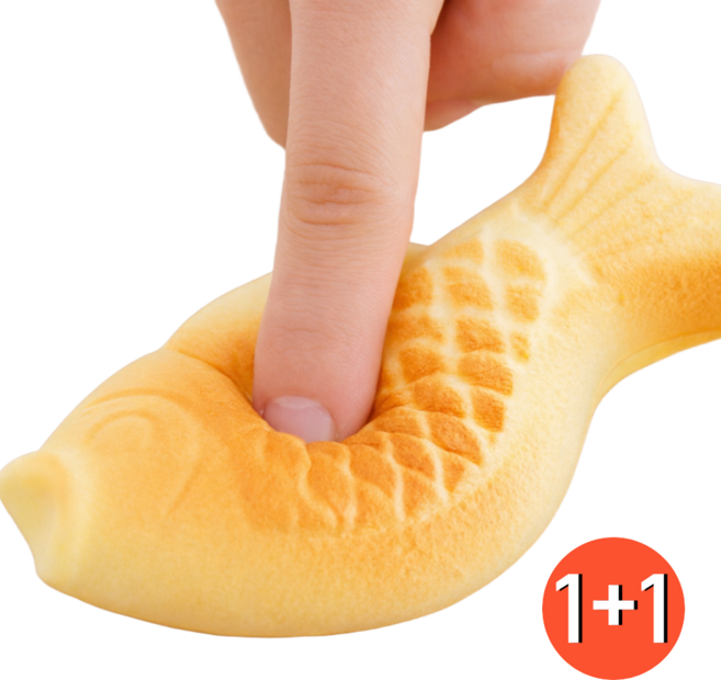 솔닷 말랑붕어빵 스퀴시 장난감 1+1, 옐로우, 2개