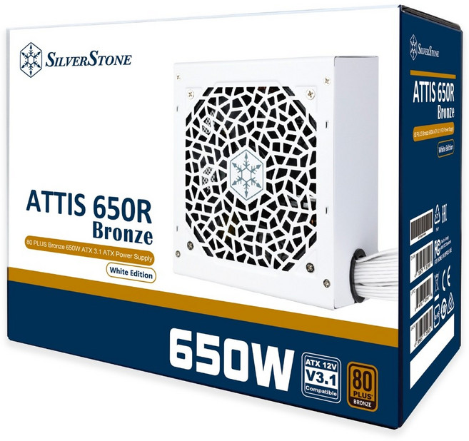 小白的生活工場*銀欣 Attis 650W 80 PLUS銅牌 ATX3.1 電源供應器 穩定供電 節能省電, 白色