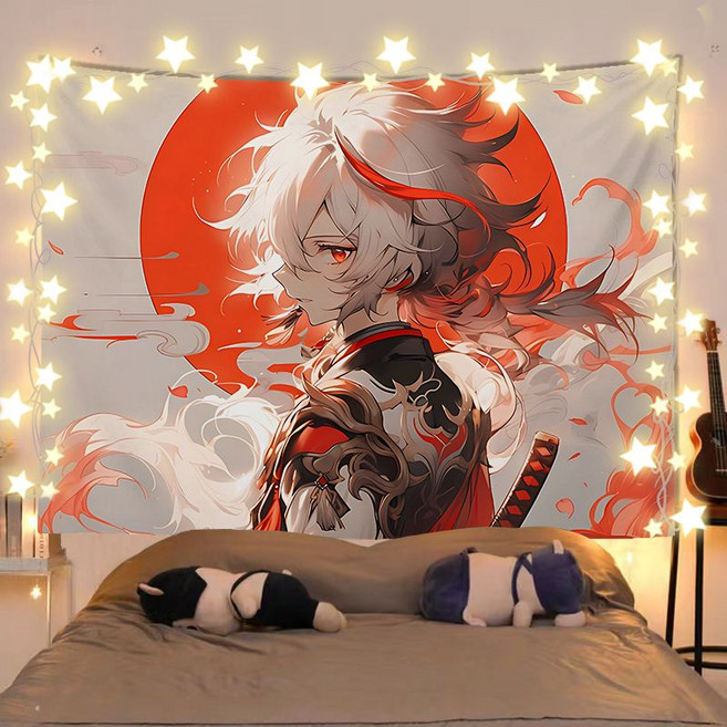 원신 굿즈 행잉 태피스트리 소 라이덴쇼군 호두 카미사토아야카 카에데하라카즈하 종려 야에미코 일러스트 패브릭포스터 벽 꾸미기 창문가리개 공간분이 문발 라이브방송 배경천 37종, 원신 패브릭 포스터-34