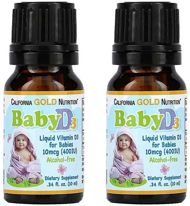California Gold Nutrition Baby Vitamin D3 Drops 캘리포니아 골드 CGN 뉴트리션 아기 비타민D3 10ml 2팩, 2개 - 쿠팡