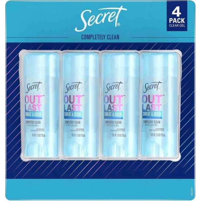 시크릿 아웃라스트 항균 데오드란트 클리어 젤 완전히 깨끗함 - 2.7온스 4팩, 시크릿 아웃라스트 항균 데오드란트 클리어 젤 완전히 깨, 73g - 쿠팡