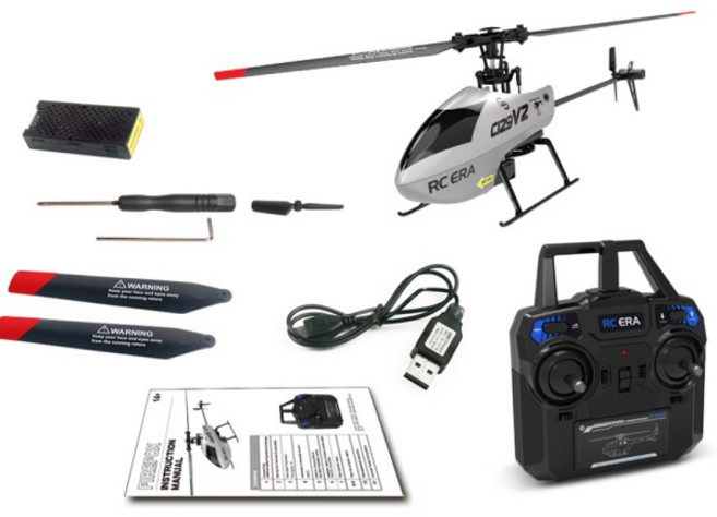 RC ERA C129V2 RTF 헬리콥터 2.4GHz 6 축 자이로스코프 원 클릭 3D 플립 원격 제어 항공기 취미 장난감, 1) C129V2 1 Battery, 1개