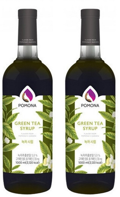 포모나 그린티 녹차 시럽 1000ml 2개세트, 1L, 2개