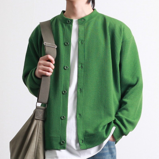 [투뎃] 남녀공용 빅사이즈 라운드 골지 니트 가디건