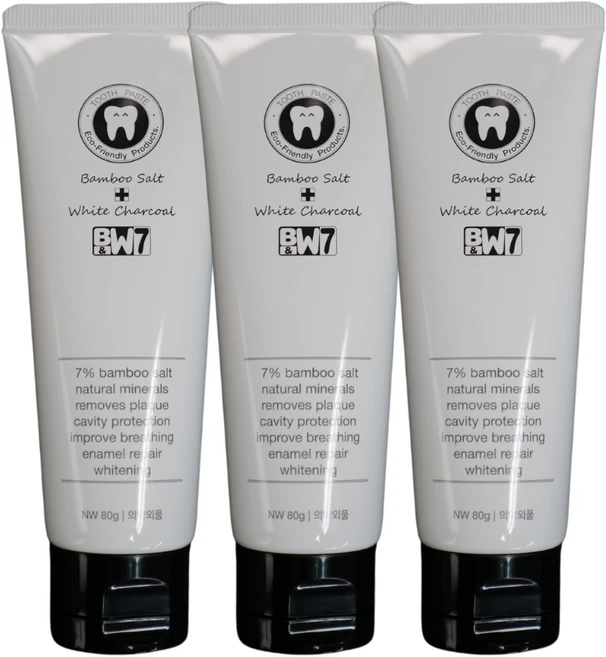 bnw7 대나무 죽염 숯 치약 치주염 잇몸 케어 저불소 천연 임산부 치약, 3개 - 쿠팡