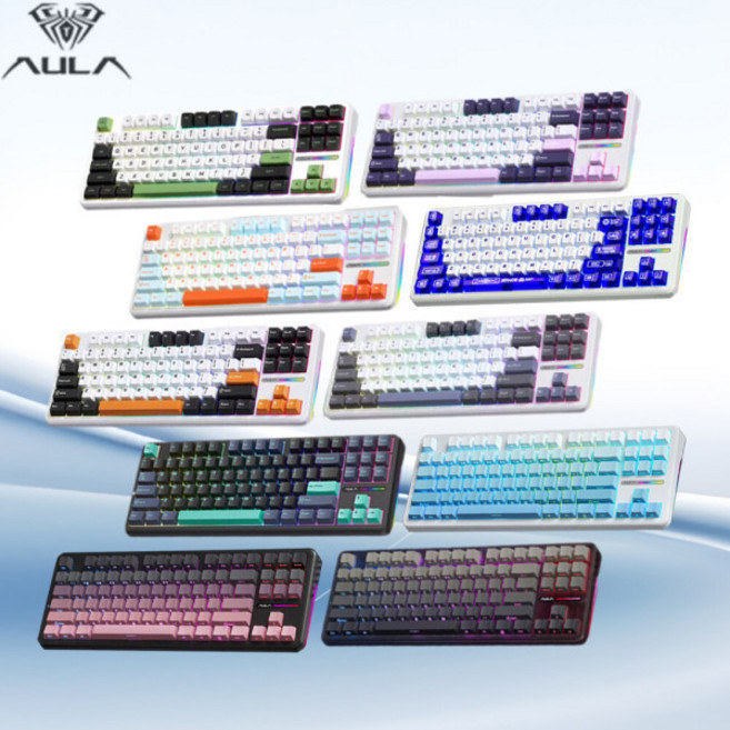 [청이스토어] 독거미 측면각인 블루바다 AULA F87 PRO / F99 PRO 무선 게이밍 기계식 키보드 핫스왑, 블랙핑크(측각)-V4그레이축, F87PRO