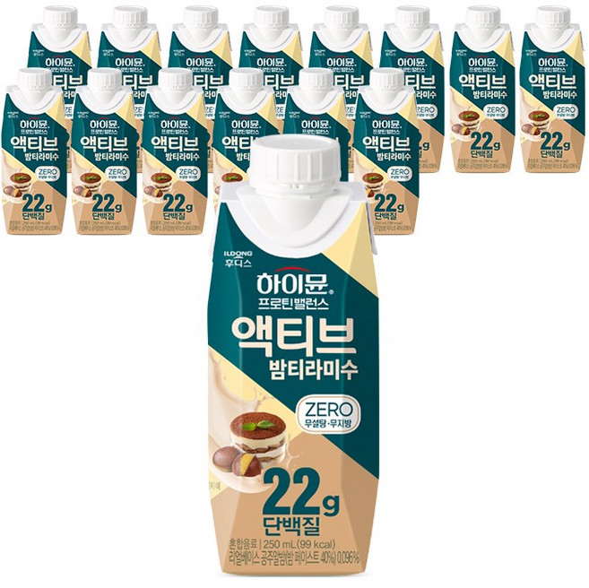 하이뮨 프로틴 밸런스 액티브 22g 밤티라미수 ZERO, 15개, 250ml