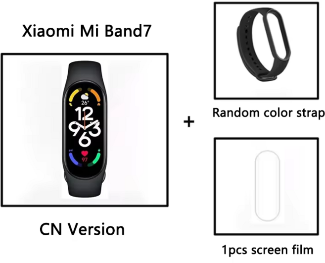 Xiaomi Mi Band 7 CN 버전 스마트 팔찌 키트 1.62 AMOLED 디스플레이 혈액 산소 피트니스 Traker 심박수 방수, [01] CN NFC non-boxed