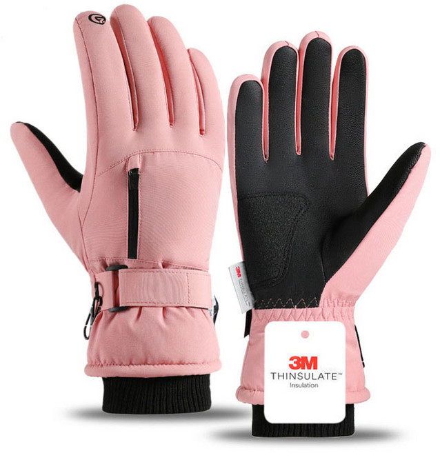 UPPERCUT 방한장갑 스키보드장갑 아웃도어 겨울장갑 남녀공용, 방한장갑(지퍼) 핑크, 1개