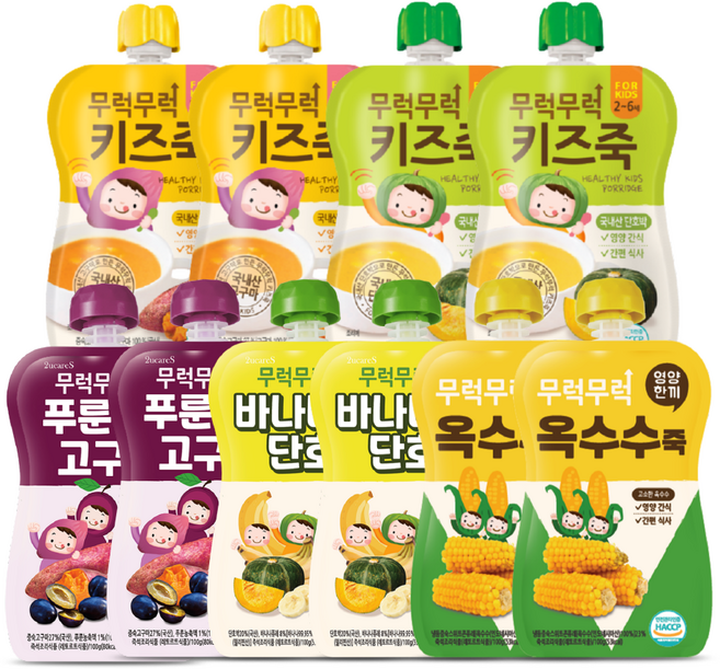 무럭무럭 키즈죽 과일퓨레 알뜰 10팩(고구마 단호박 옥수수 푸룬고구마 바나나단호박 각 2팩)