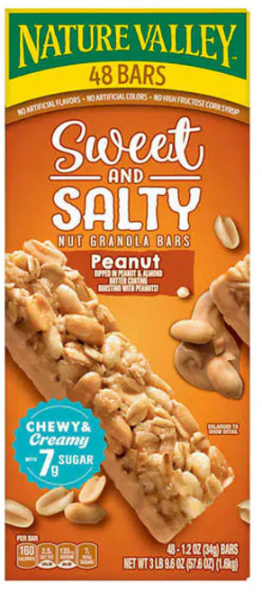 네이쳐벨리 스위트 앤 솔티 그래놀라 바 피넛 48개입 1팩, 1개, 1.6kg