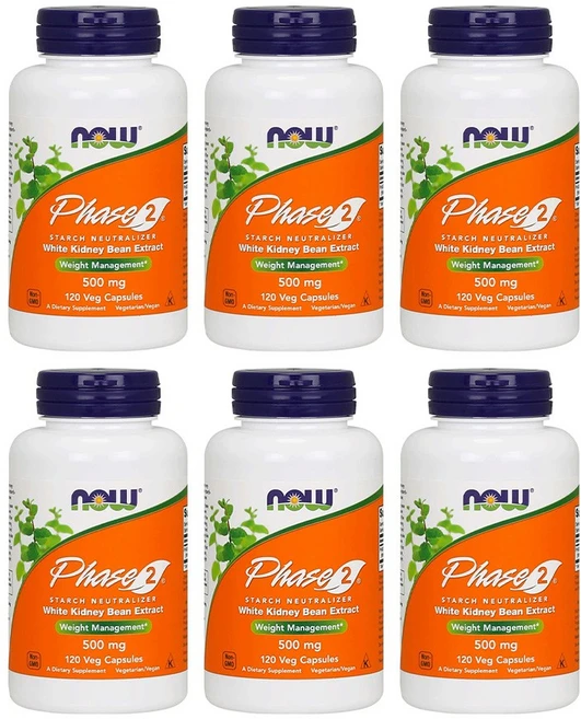 나우푸드 페이즈 2 화이트 키드니 빈 추출물 500mg 베지 캡슐, 120정, 6개 - 쿠팡