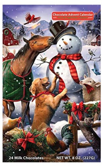 Vermont 버몬트 크리스마스 어드벤트 캘린더 초콜릿 227g 동물 농장 Winter Farm, 1개