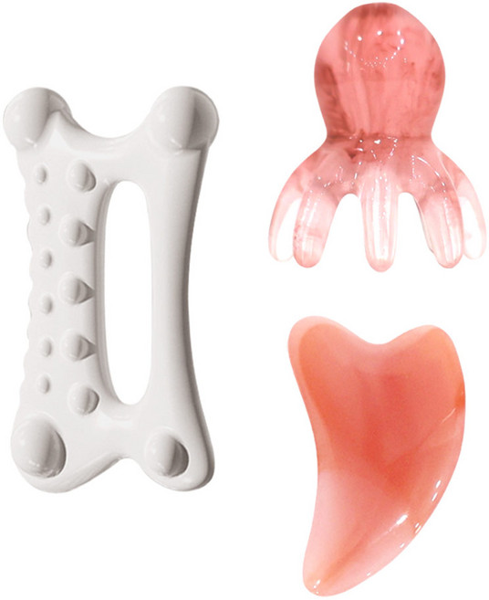 제이킨 괄사 마사지기 마사지 두피 얼굴 승모근 목 림프순환 지압 바디괄사 3종세트, 1세트