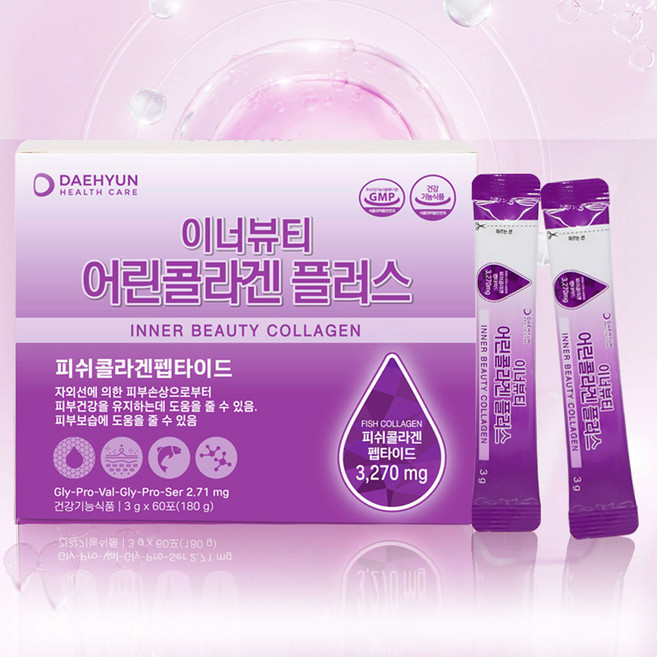 대현헬스케어 이너뷰티 어린콜라겐 플러스 콜라겐 히알루론산 엘라스틴, 1개, 3gx60스틱, 3g