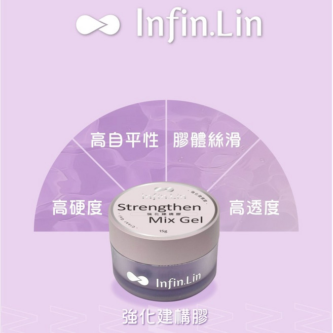 Infin.Lin 罐裝功能膠 美甲 建構膠 底膠 封層 光療指甲油 甲油膠 美甲膠, 1個, Infin_罐裝_強化建構_15g