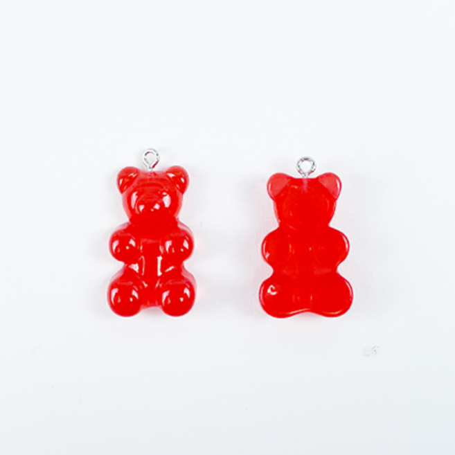 헤세드 (2개) 투명 하리보 젤리곰 목걸이 재료 30mm*20mm - 대사이즈, 레드