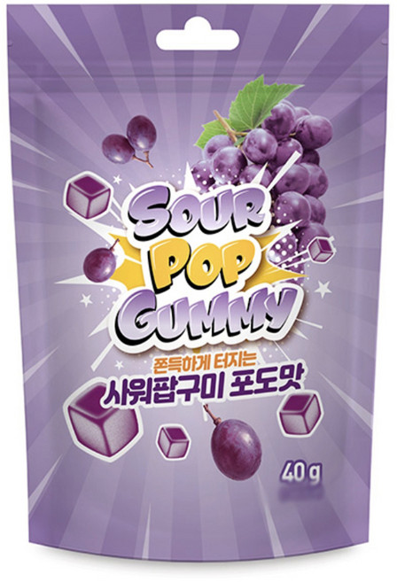 사워팝 구미 포도맛, 12개, 40g