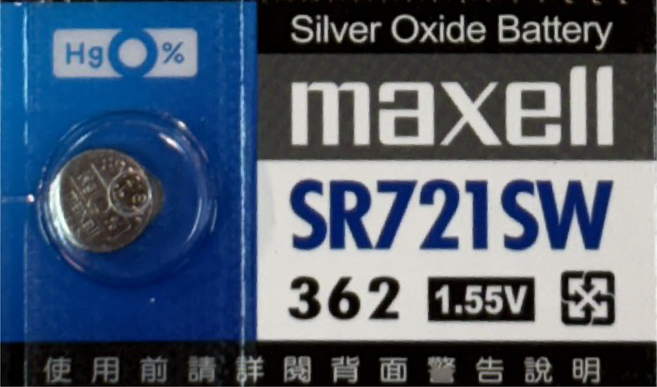 Maxell SR721SW / 362 銀氧化物水銀電池 1.55V, 1個
