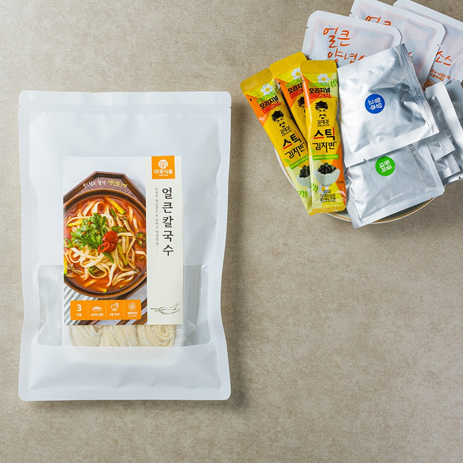 마포 얼큰칼국수 3인분 밀키트세트 (김가루 동결대파 청양고추), 1개, 627g