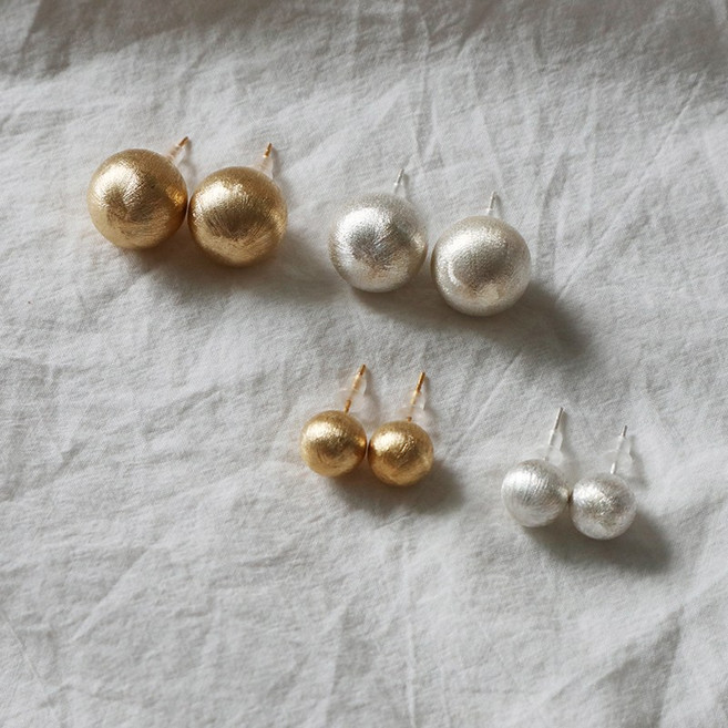 매트 무광 원형 볼 귀걸이 무니켈침 2color