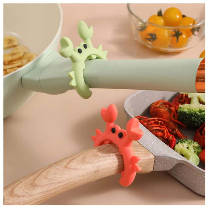 주방 거치대 냄비 실리콘 꽃게모양 수저 받침 홀더 조리기구 빨간, 레드, 1개