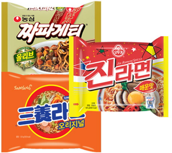 짜파게티 5입 + 진라면 5입 + 삼양라면 5입, 1개