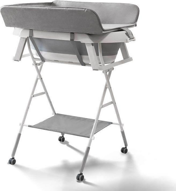 접이식 욕조 신생아 목욕 고급형 바퀴형 세면대, 그레이 프레임