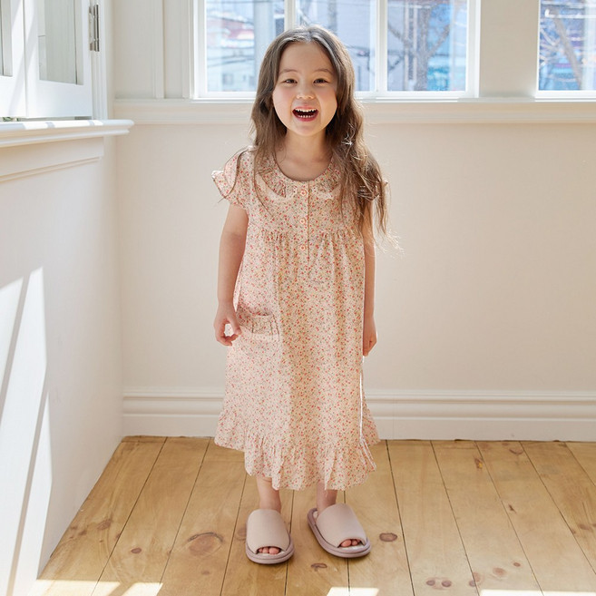 (5세-14세)국산 디엘 순면 여아 공주 원피스잠옷 무형광 파자마