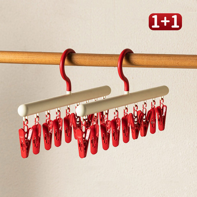 요펜스 다용도 집게형 걸이 대량수납 모자 잡화 걸이, 2개, 레드