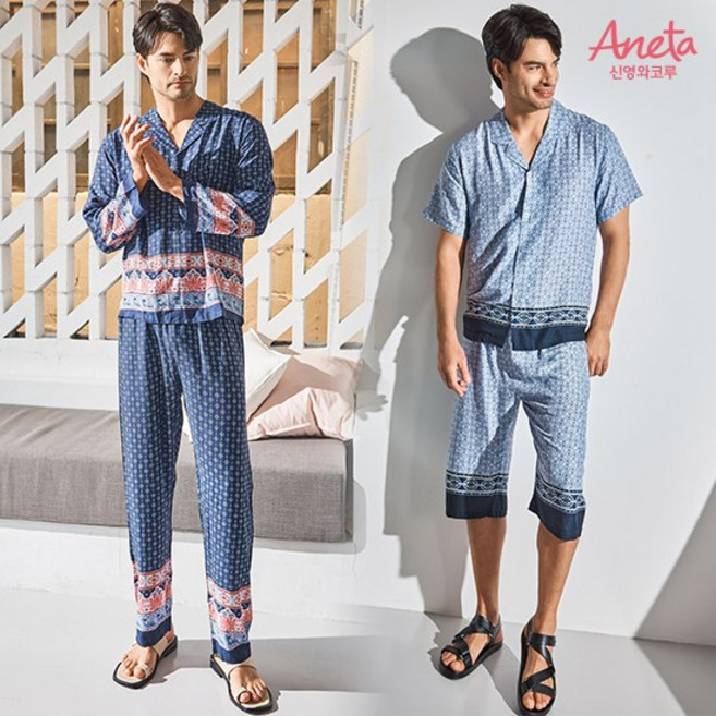 신영와코루 아네타 남성 60수 인견 파자마 패키지 4종 (A261M)