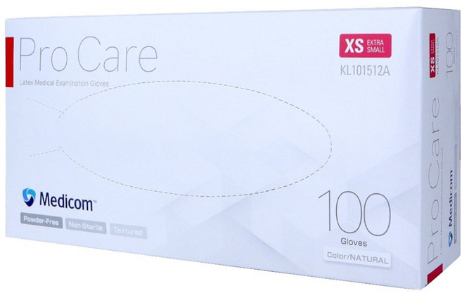메디컴 프로케어 진료용 라텍스 장갑 100p, 아이보리, 미니(XS), 1개