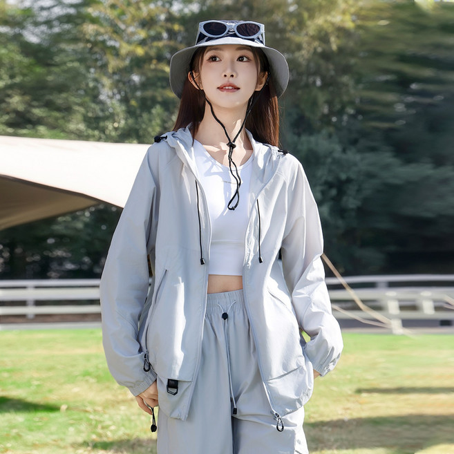 冰絲涼感防曬衣 UPF50+ 高倍防曬 防紫外線透氣外套, 冰川藍