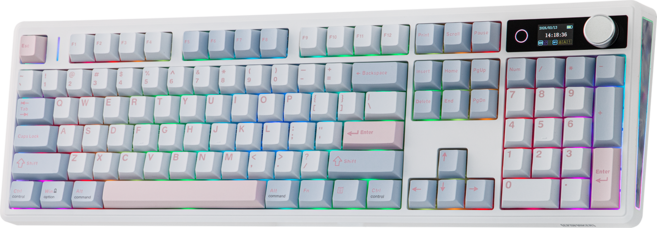 EPOMAKER 에포메이커 TH108 V2 PRO 풀배열 저소음 스크린 노브 기계식 키보드, 화이트 블루, 바다 소금 저소음